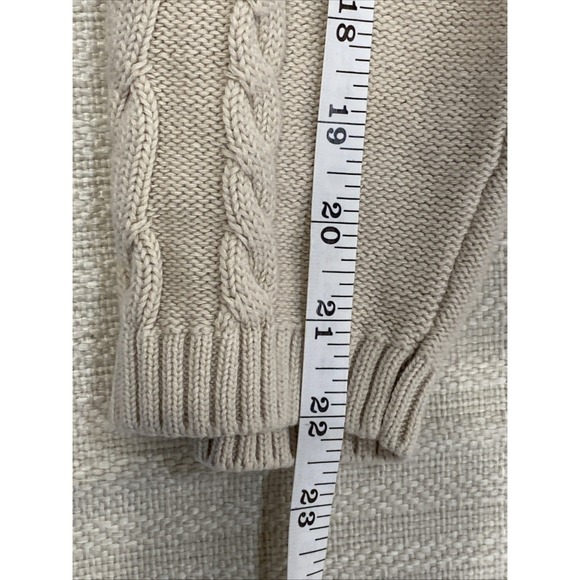 Apple seed cable knit Sweater women's medium beige crewneck fisherman - Picture 7 of 9